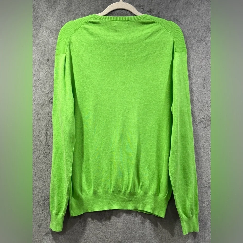 Polo Ralph Lauren Mens Large V-Neck Green Sweater  Pony 100% Pima Cotton NWOT